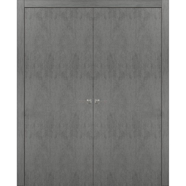 Sartodoors Double French Interior Door, 60" x 80", Concrete PLANUM0010DD-BTN-60